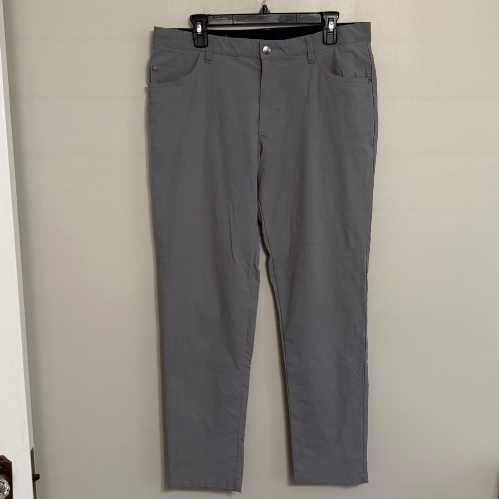 Adidas 365 Mens 34x32 (Actual 34x30) Gray Go-To 5 Pocket Tapered Fit Golf Pants - Picture 2 of 11